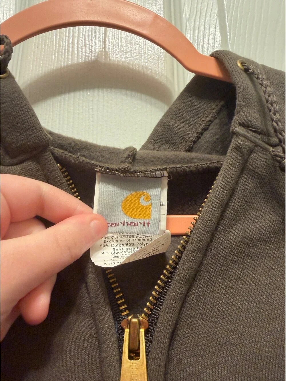 Carhartt K122 Timber Brown Midnight Full Zip Hooded Sweatshirt Hoodie Large